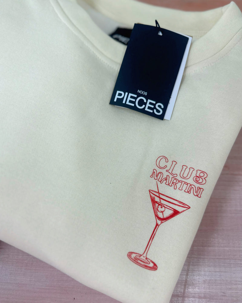 PIECES - Cream Martini Sweatshirt