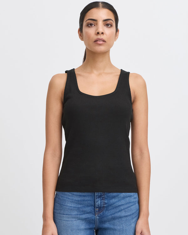 ICHI Loreta Black Vest Top