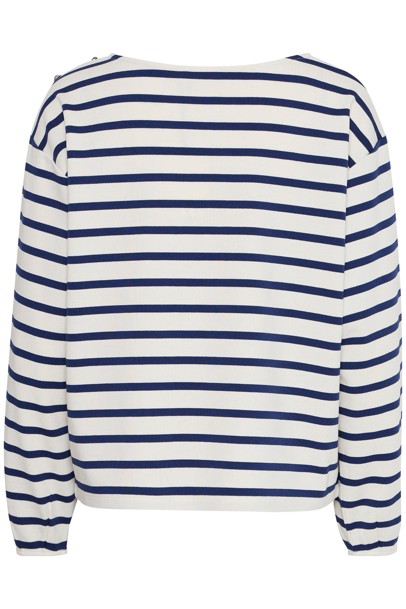 ICHI Rita Navy Stripe Bow Top