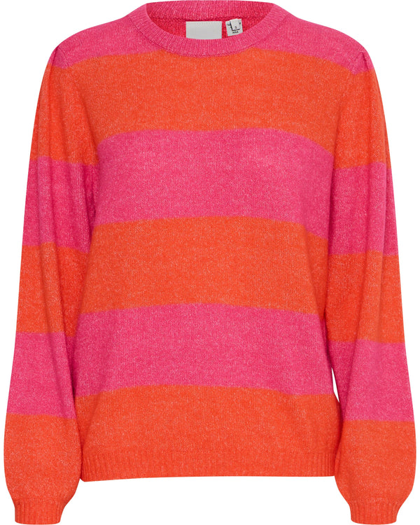 ICHI Pink & Orange Stripe Jumper