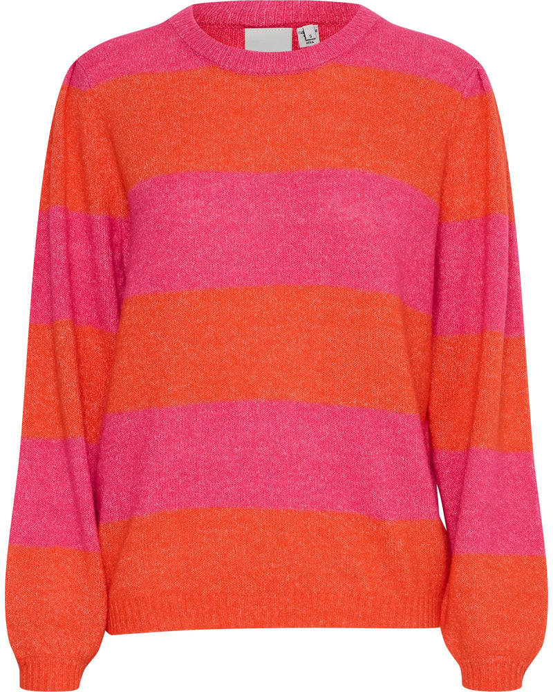 ICHI Pink & Orange Stripe Jumper