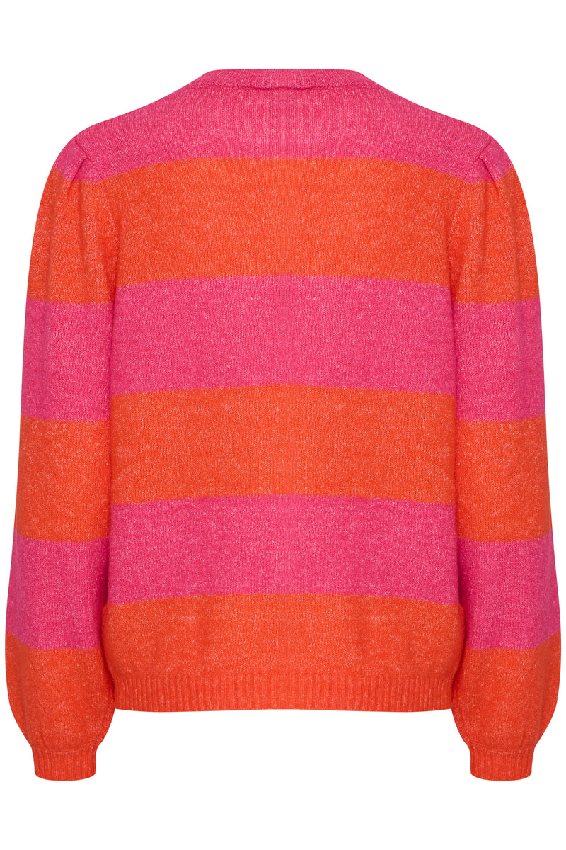 ICHI Pink & Orange Stripe Jumper