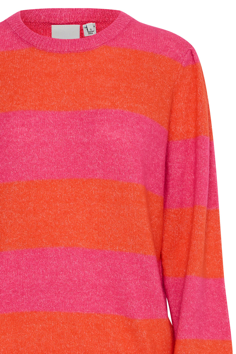 ICHI Pink & Orange Stripe Jumper