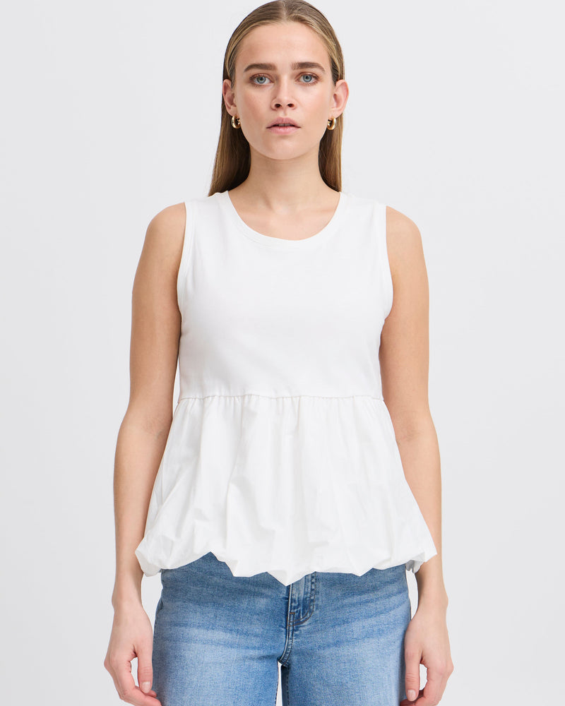 ICHI White Peplum Top