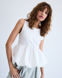 ICHI White Peplum Top