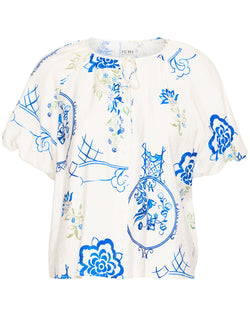 ICHI Lucie Blue Printed Top