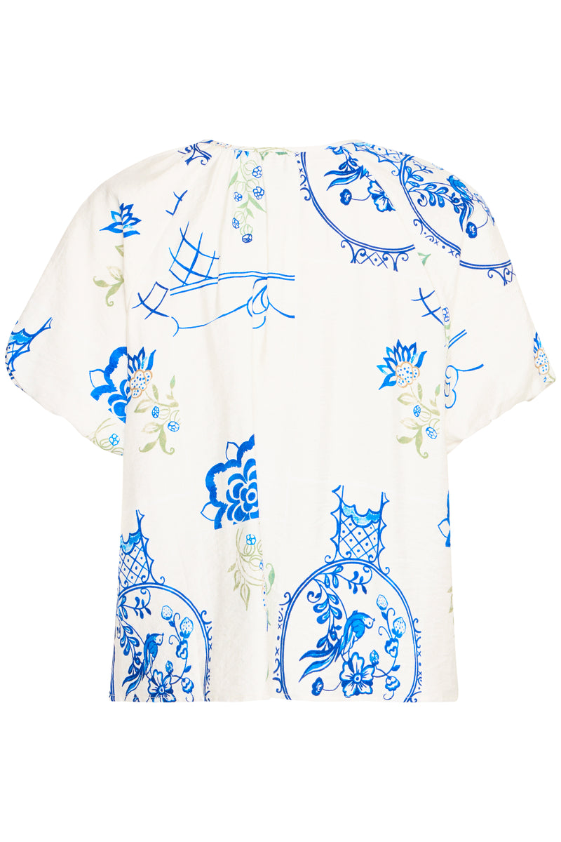 ICHI Lucie Blue Printed Top