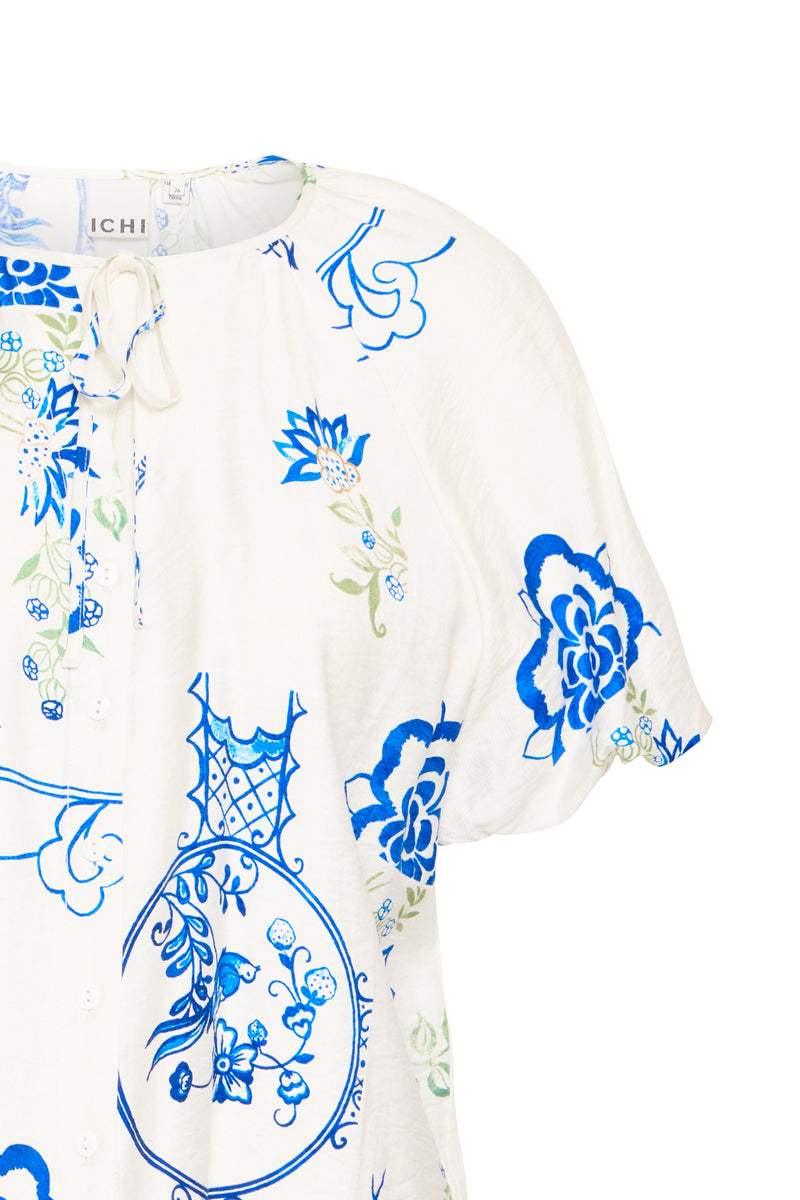 ICHI Lucie Blue Printed Top