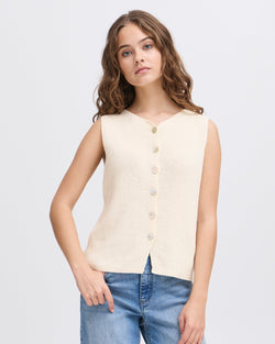 ICHI Almond Knitted Waistcoat