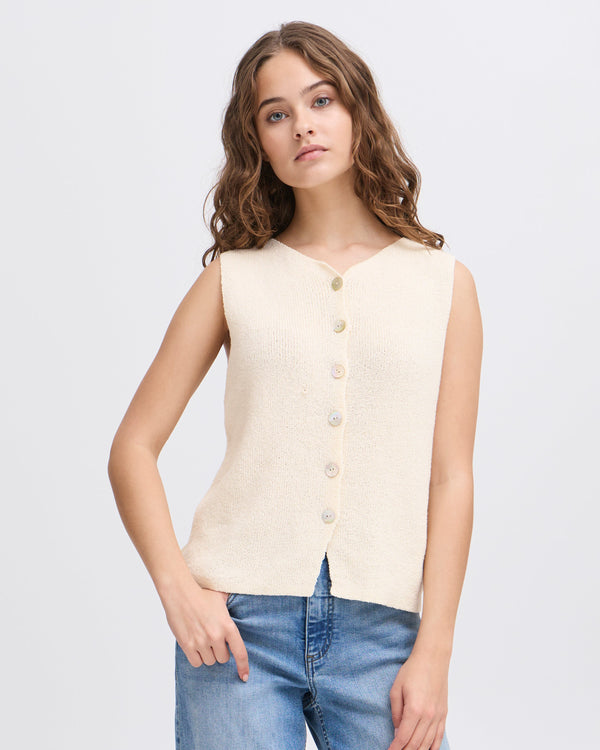 ICHI Almond Knitted Waistcoat