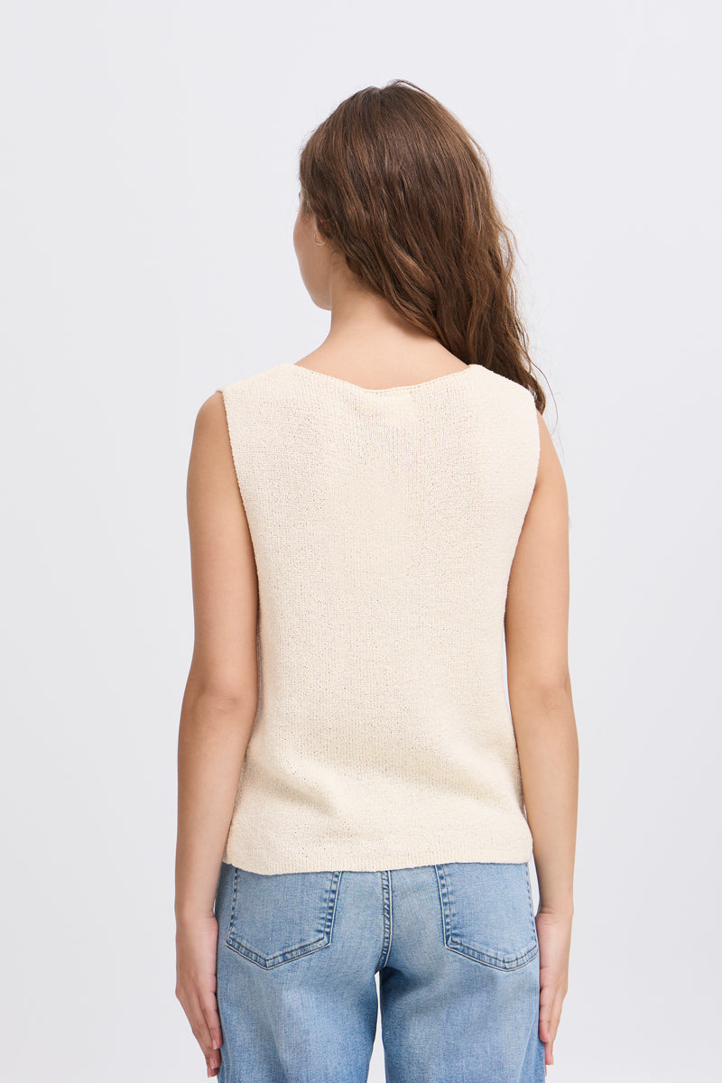 ICHI Almond Knitted Waistcoat