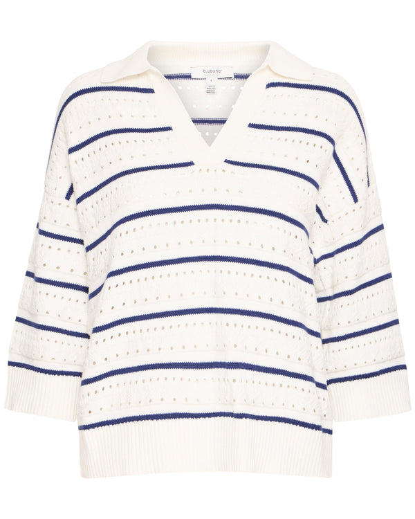 B.Young Navy Stripe Polo knit