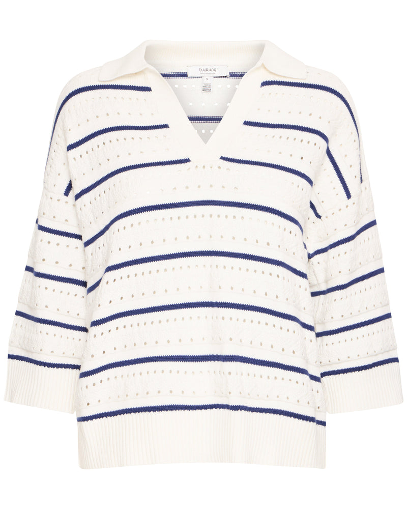 B.Young Navy Stripe Polo knit