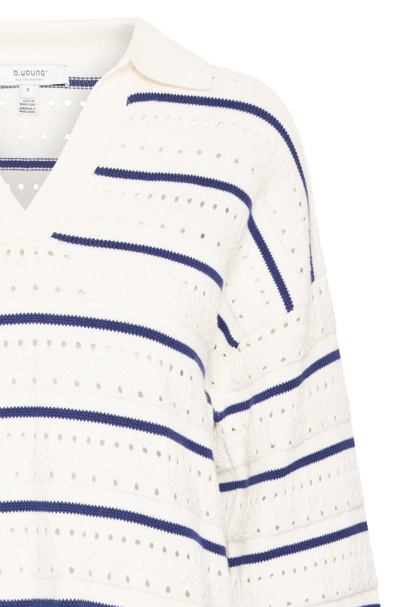 B.Young Navy Stripe Polo knit