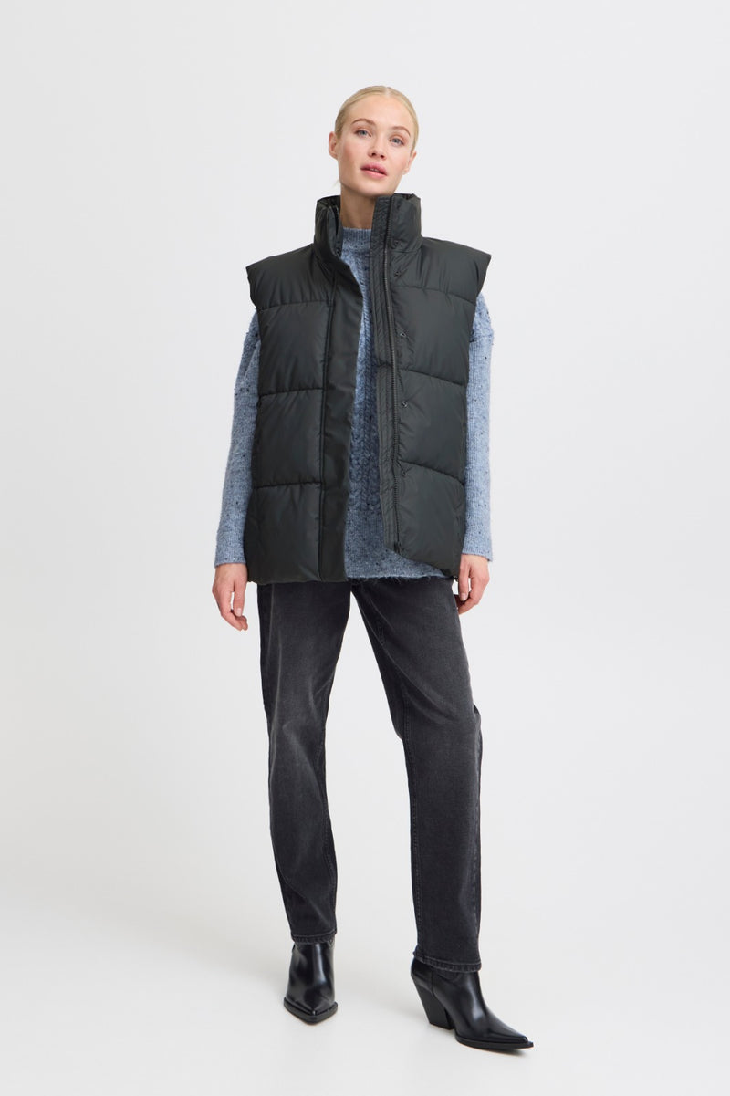 B.Young Charcoal Grey Puffer Gillet