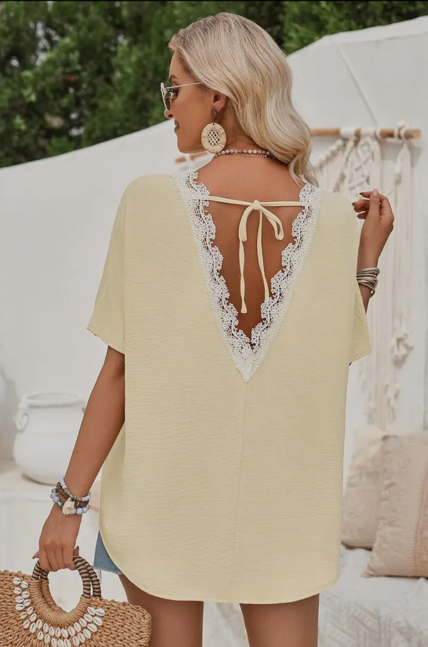 Camie - Yellow Lace Blouse