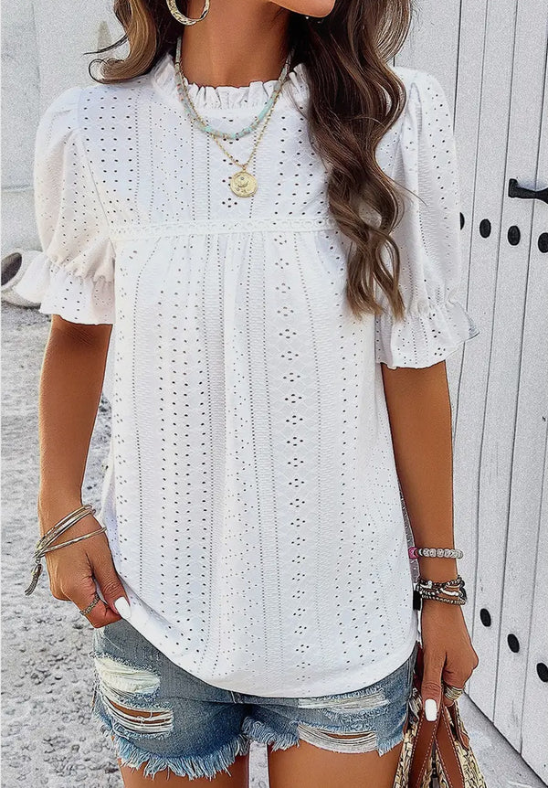 Cacy - White Embroidered Detailing