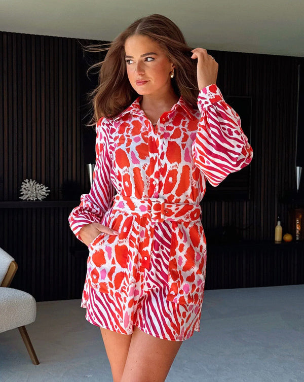 Chester Red Animal Playsuit