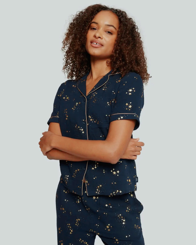 Navy Foil Star Pyjamas Set