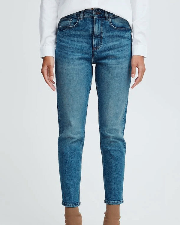 B.Young Mom Mid Blue Denim Jeans