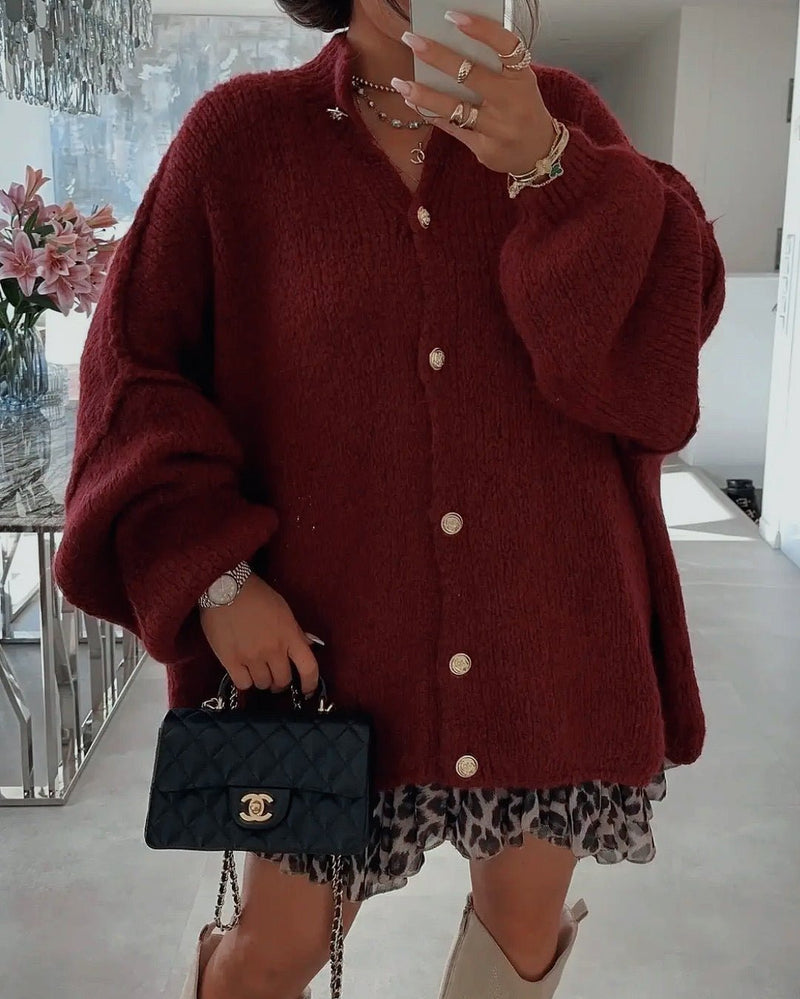 Bordeaux Chunky Knit Cardigan