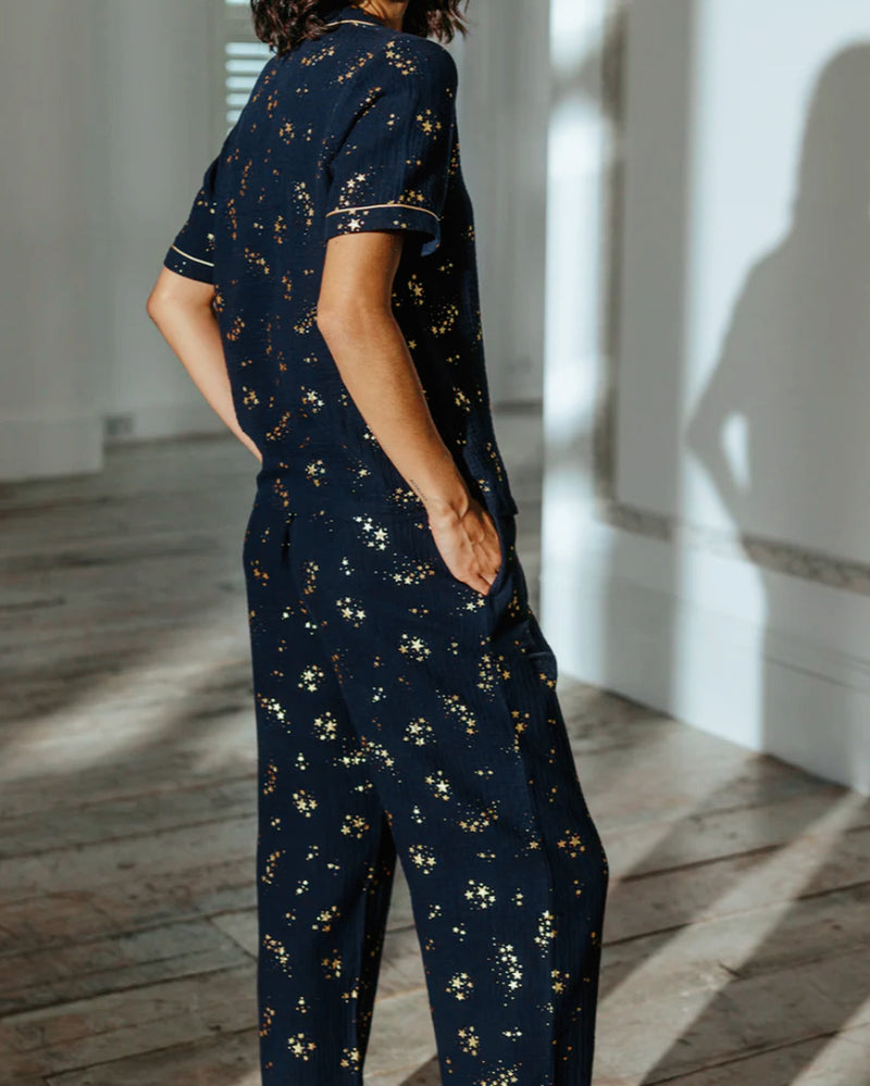 Navy Foil Star Pyjamas Set