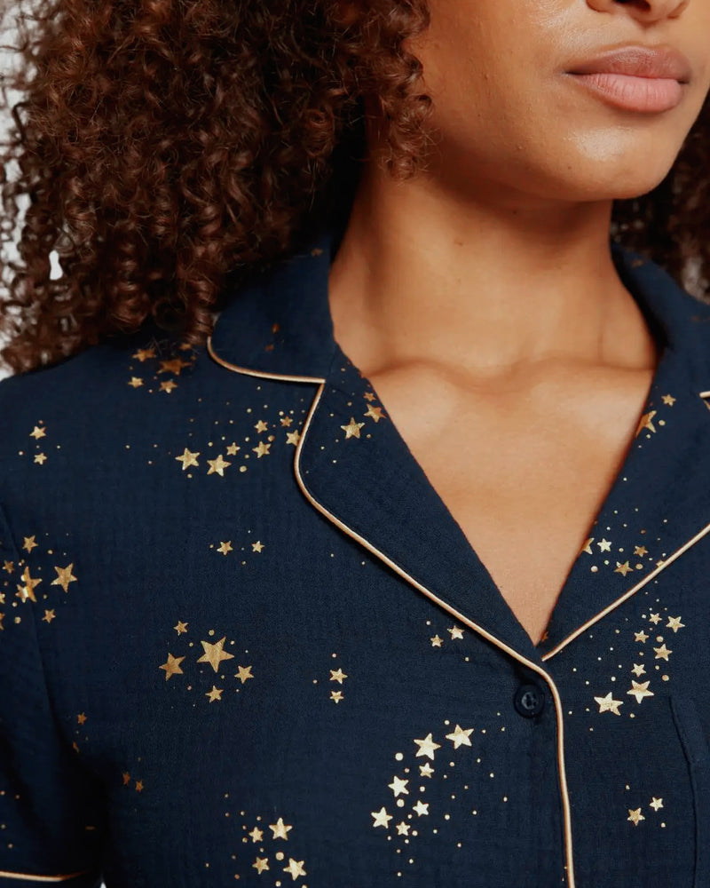 Navy Foil Star Pyjamas Set