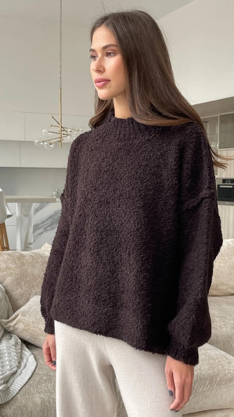 Jessica Chocolate Boucle Jumper