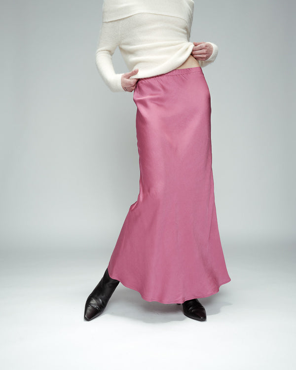 Grace & Mila - Pink Rose Satin Skirt