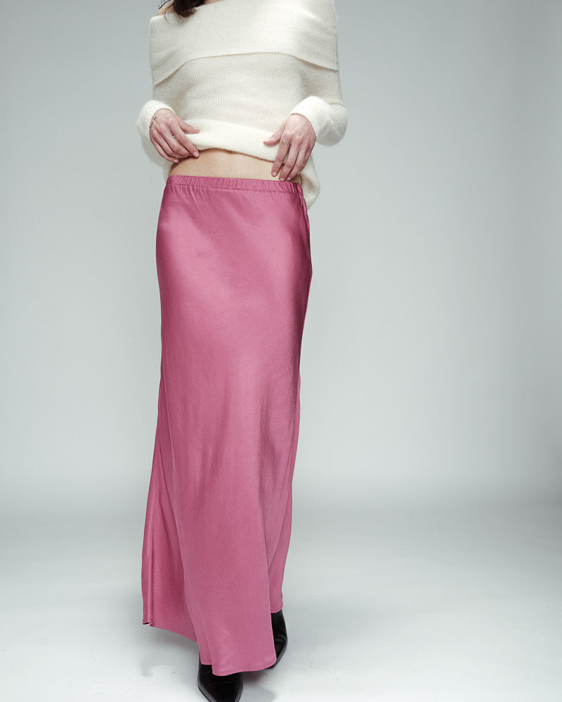 Grace & Mila - Pink Rose Satin Skirt