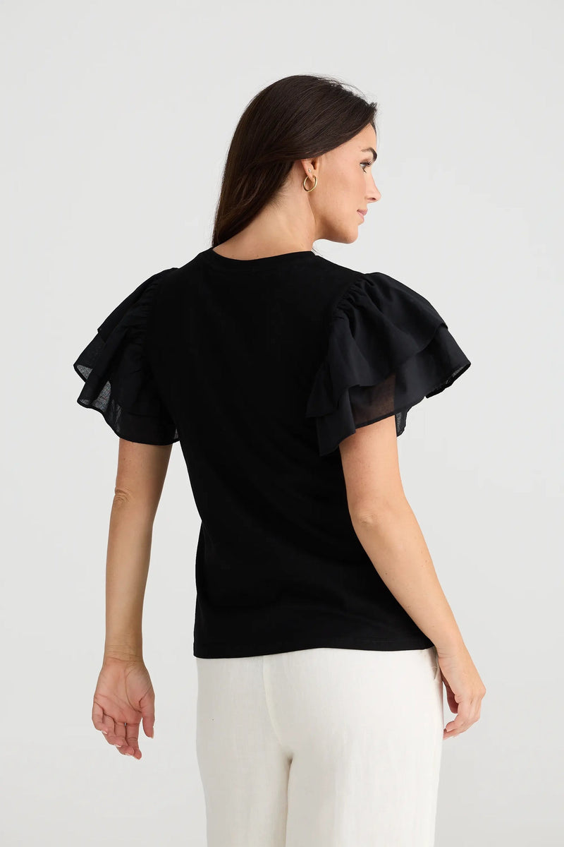 Brave & True - Abigail Black Ruffle Tee