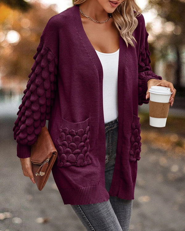 Berry Scallop Knit Cardigan