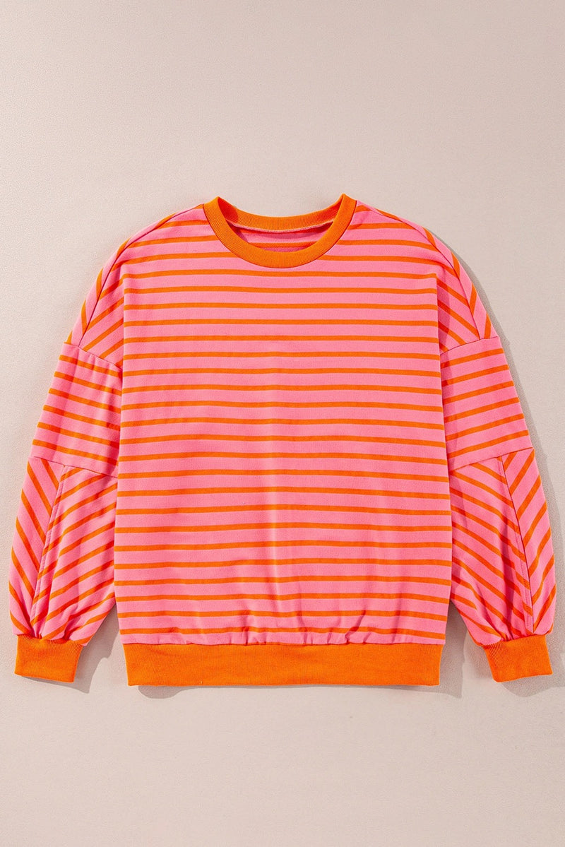 Pink & Orange Stripe Sweatshirt