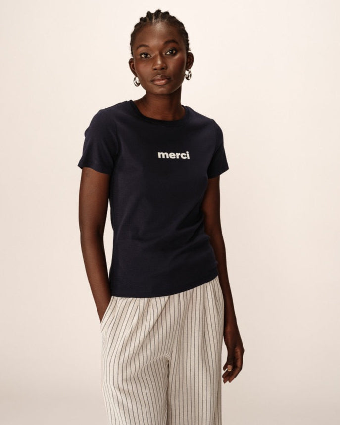 Grace & Mila - Merci Navy Tee