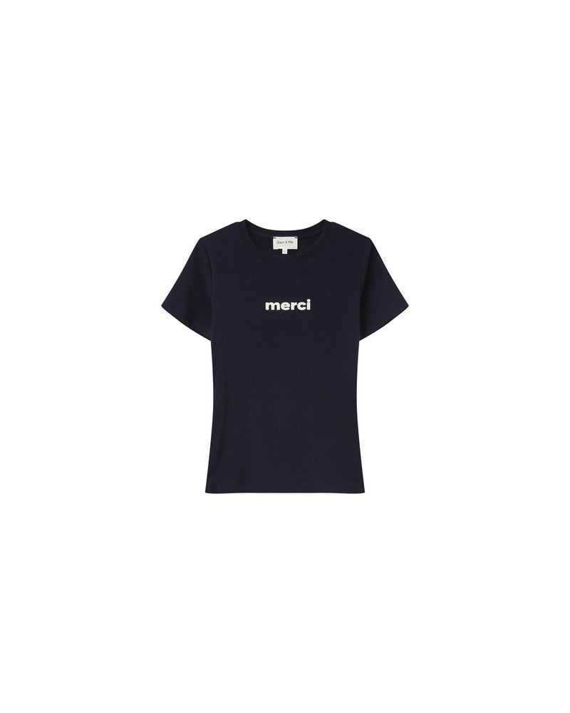 Grace & Mila - Merci Navy Tee