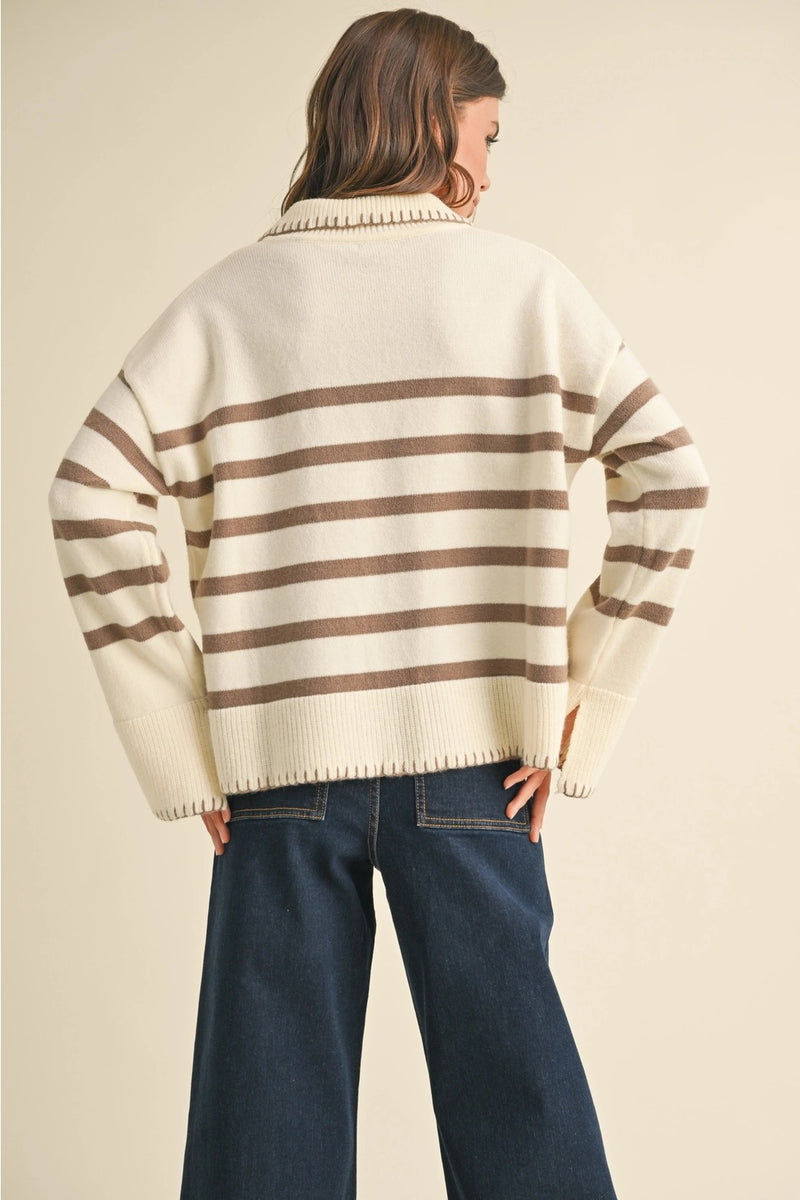 Miou Muse - Camel Stripe Knit Jumper