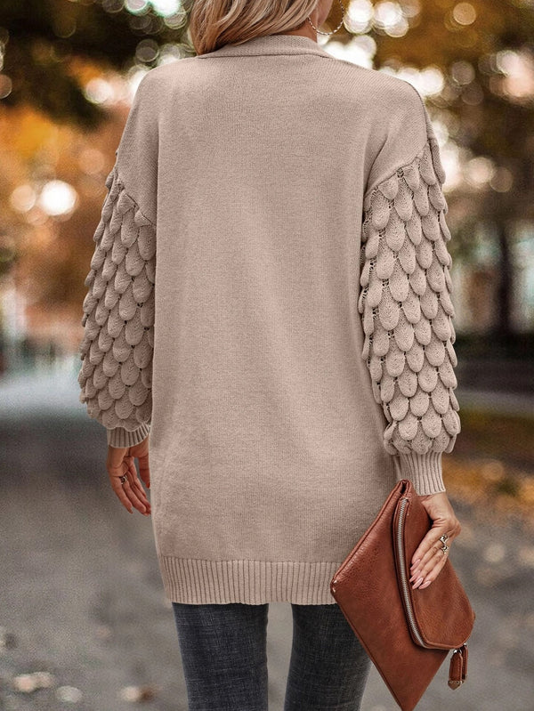 Taupe Scallop Knit Cardigan