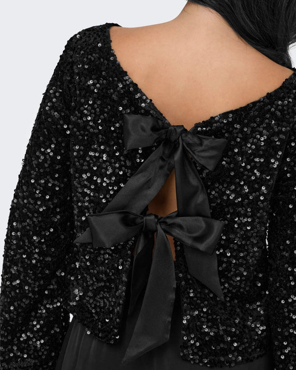 ONLY - Black Sequin Bow Top