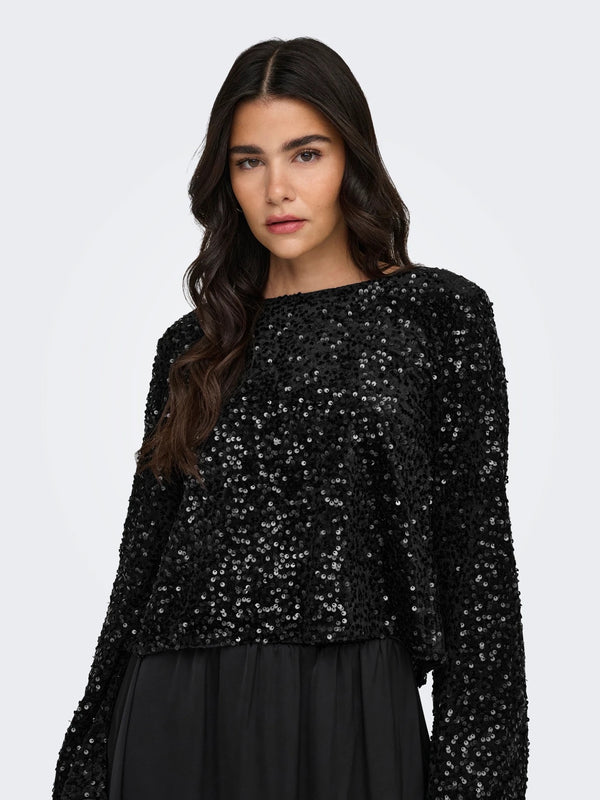 ONLY - Black Sequin Bow Top