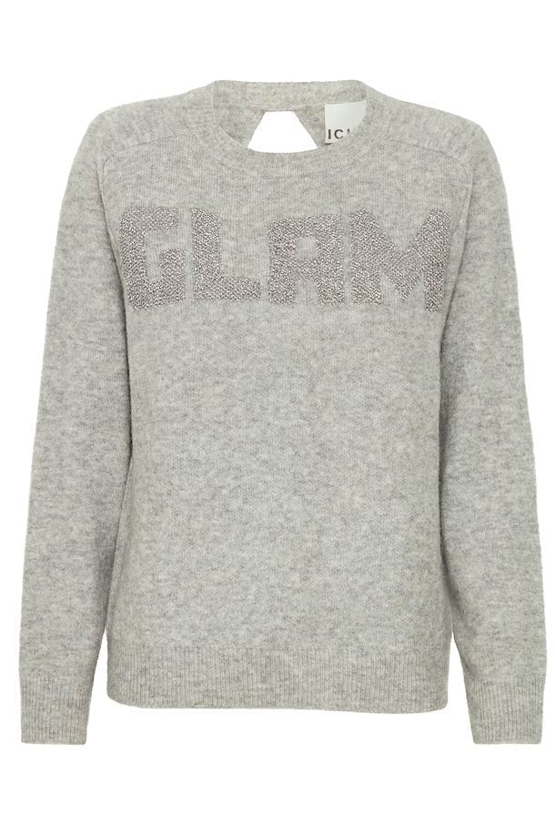 ICHI Glam Lurex Grey Jumper