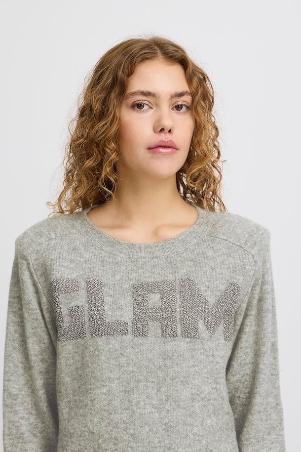 ICHI Glam Lurex Grey Jumper