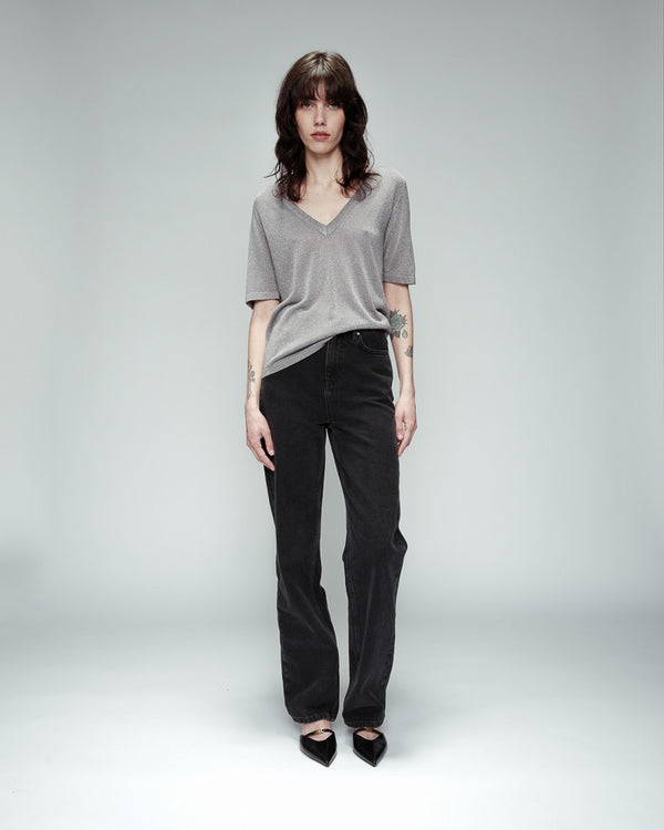 Grace & Mila - Grey Silver Lurex Top