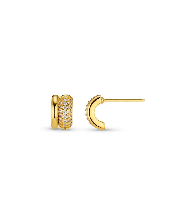 ORELIA - Pave & Metal Mini Domed Stud Earrings