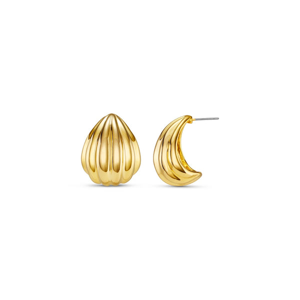 ORELIA - Voluminous Gold Curved Drop Earrings