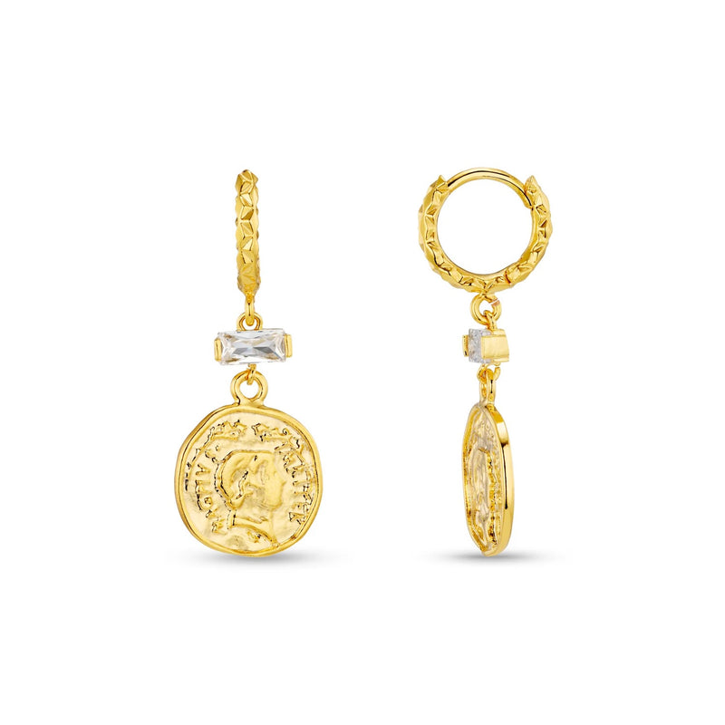 ORELIA - Crystal Coin Mirco Hoop Earrings