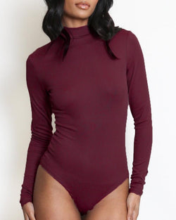 Wine High Neck Bodysuit