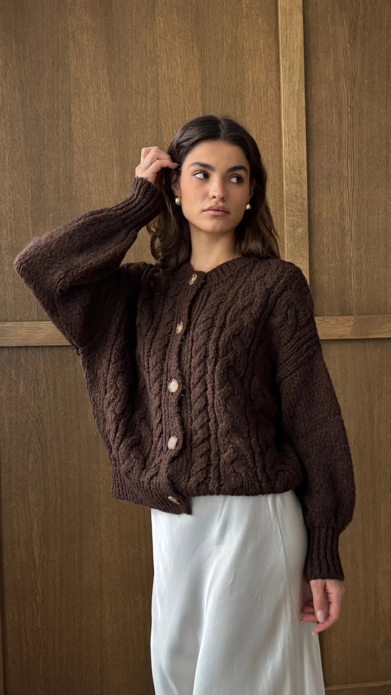 Evie Cocoa Cardigan