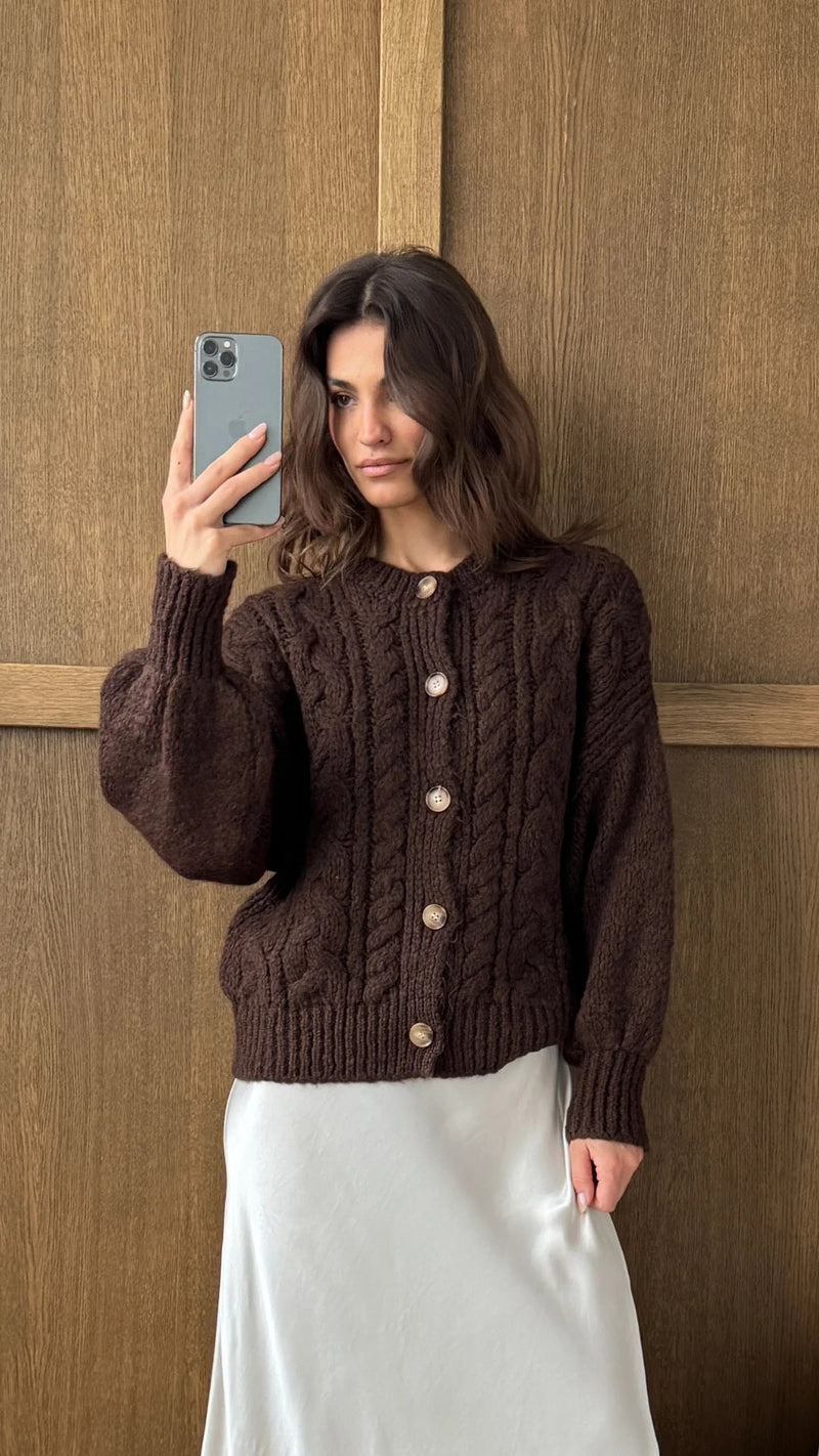 Evie Cocoa Cardigan