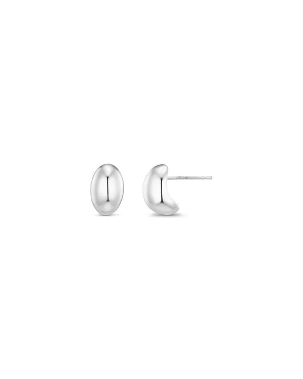 ORELIA - Polished Dome Silver Mini Stud Earrings