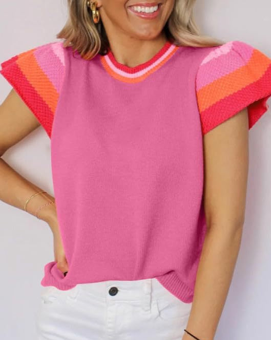 Pink Rainbow Sleeve Top